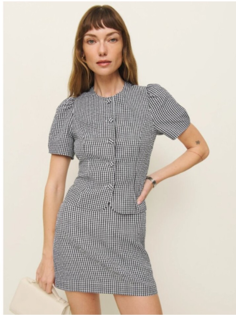 NWOT Reformation Mile Top in Black and White Check